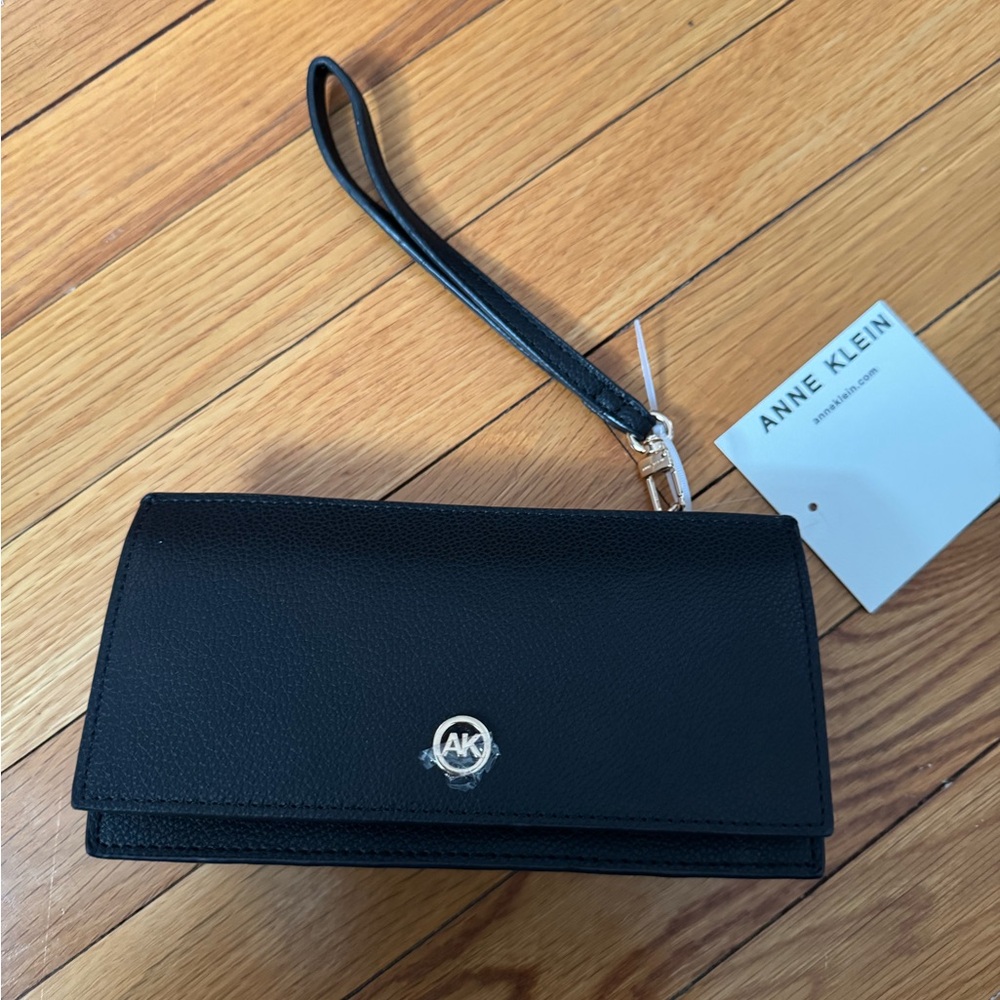 Anne Klein Black iPhone Holder/ Wallet with Wrist Strap